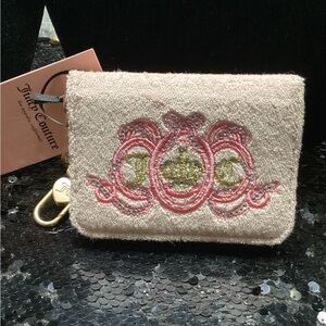 Juicy Couture Cream and Pink Embroidered Card Holder